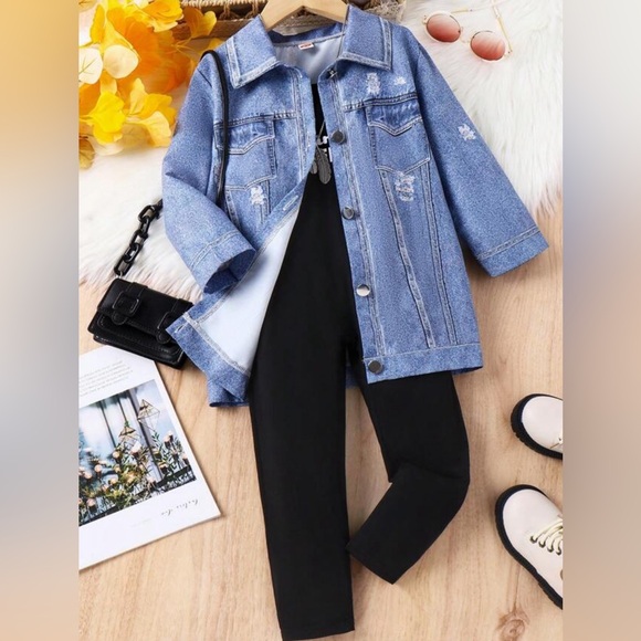 BNIB YOUTH GIRLS 2 pc TANK MINI INFLUENCER JUMP SUIT WITH LONG DENIM JACKET 6 Y - Picture 6 of 15